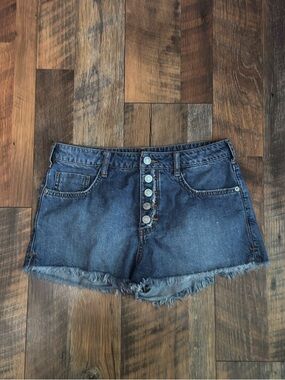 Pilcro Button Fly Shorts med wash Denim Cut Off Distressed Sz 27